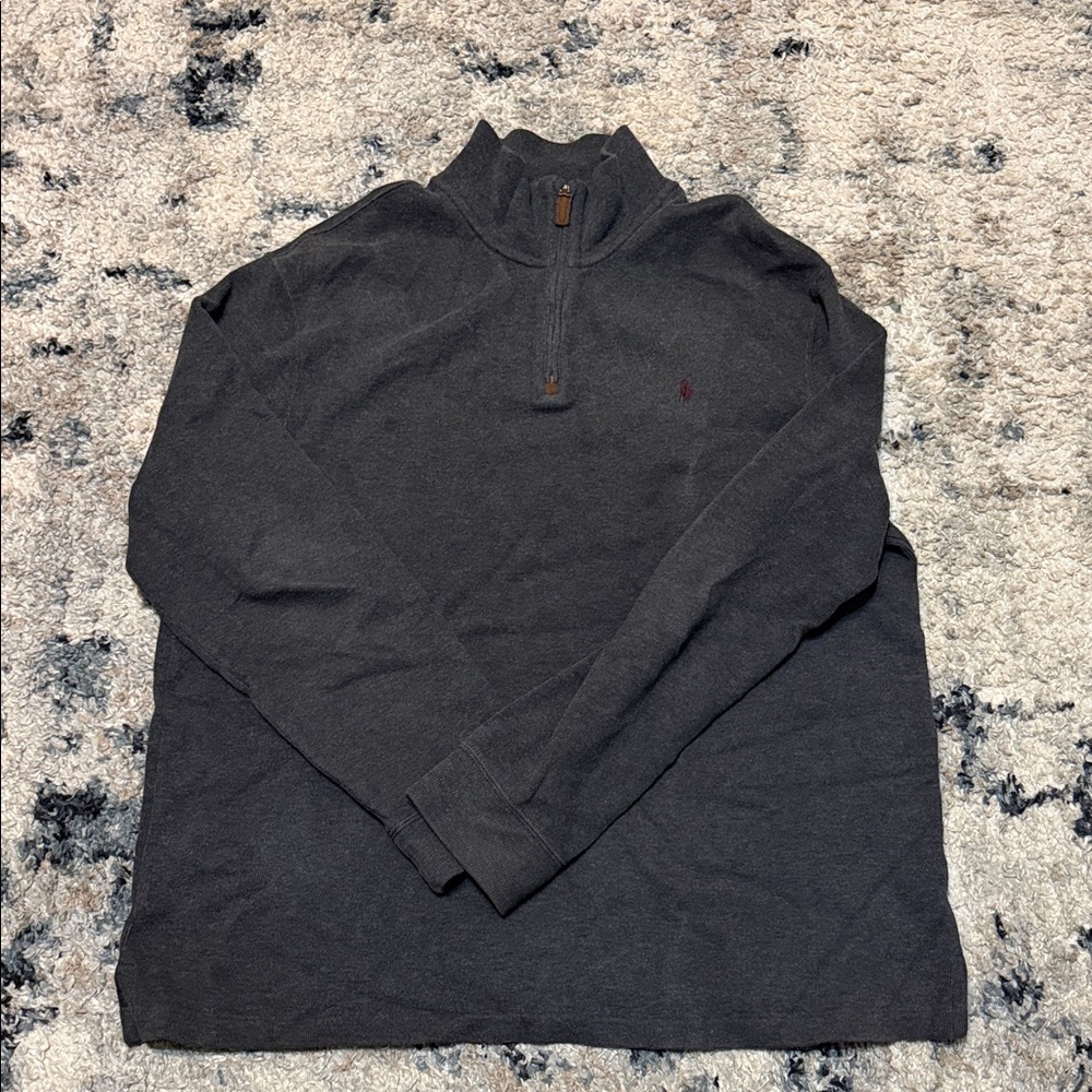 Ralph Lauren Men's Dark Gray Quarter Zip-Up Sweater